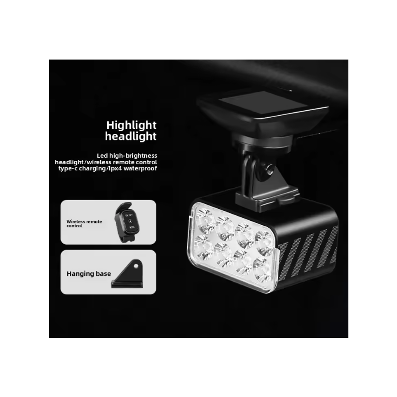 W450 sykkellykt: Trådløs, fjernstyrt og hevbar frontlykt med 1800 lumen. Perfekt for stisykling!