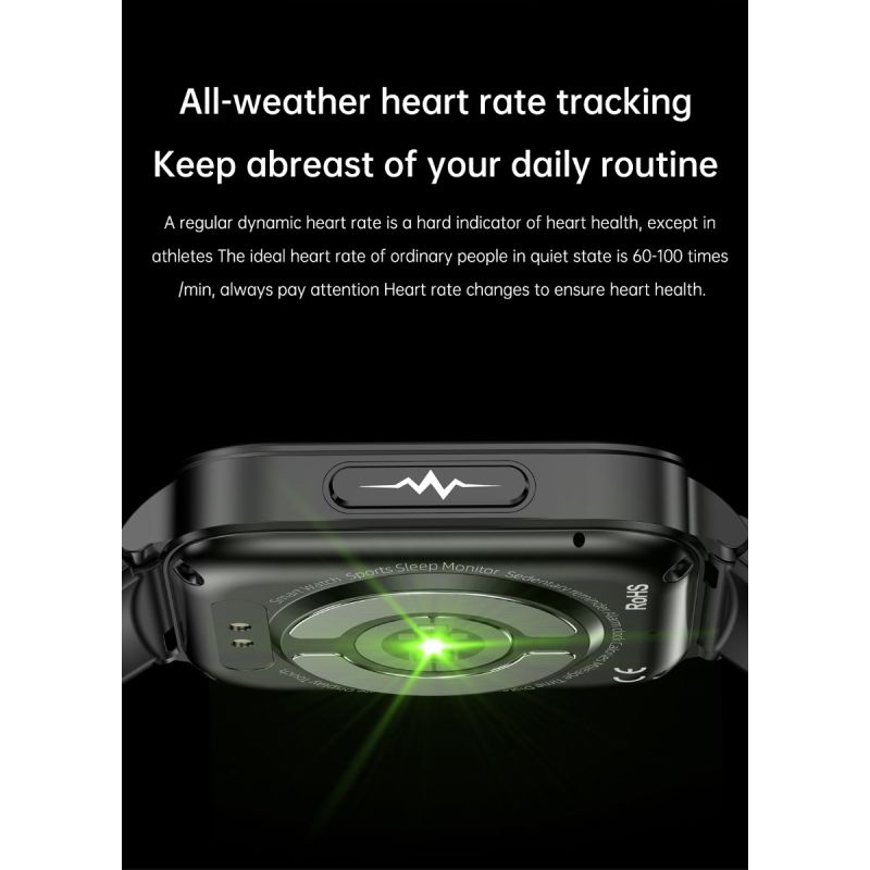 Smartklokke ET540 m/EKG, Blodsukker, Blodtrykk, Blodoksygen, Hjertefrekvens & Fitness Tracker for Kvinner