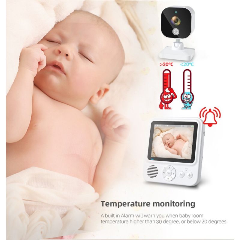 AMB900 2,8 tommers video babymonitor 720P babykamera med 4X zoom IPS-skjerm nattsyn og toveis intercom
