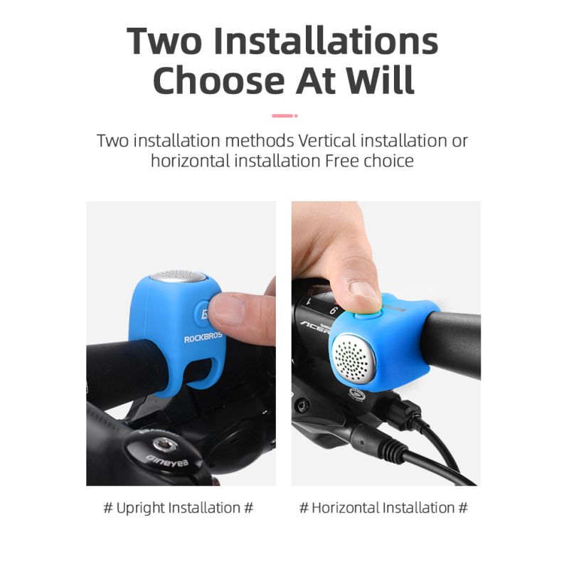 ROCKBROS Elektrisk Sykkelklokke 110 dB Horn Regntett Sykkeltilbehør for Sikkerhet MTB Bysykling Utendørs