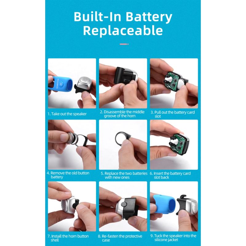 ROCKBROS Elektrisk Sykkelklokke 110 dB Horn Regntett Sykkeltilbehør for Sikkerhet MTB Bysykling Utendørs