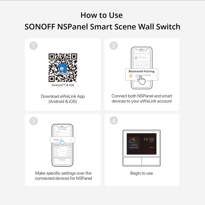 Oppdag SONOFF NSPanel WiFi Scene Smart Switch alt-i-ett-kontroll for moderne hjem med berøringsskjerm grensesnitt