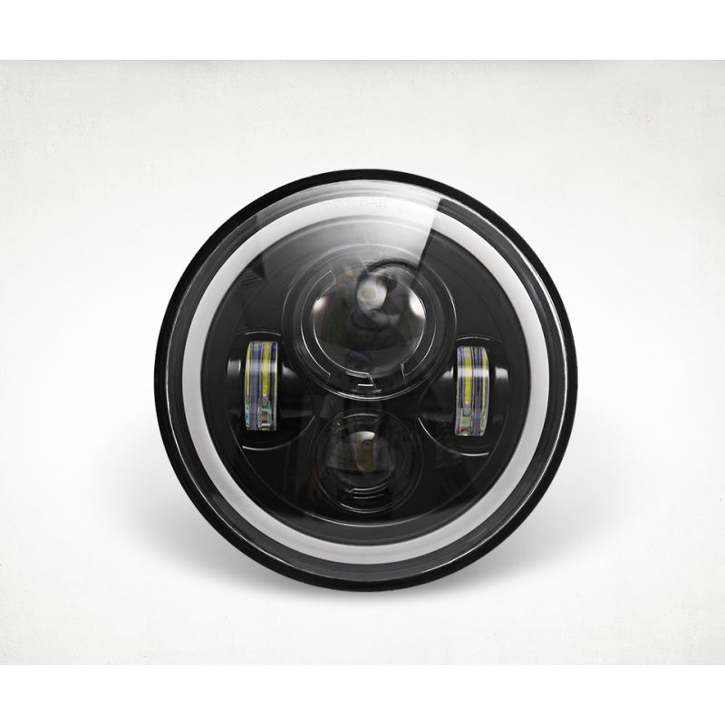 CO LIGHT 7 Tommers LED-frontlykter for Jeep Wrangler Lada Niva 4x4 med Gult og Hvitt engleøye for Bedre Synlighet