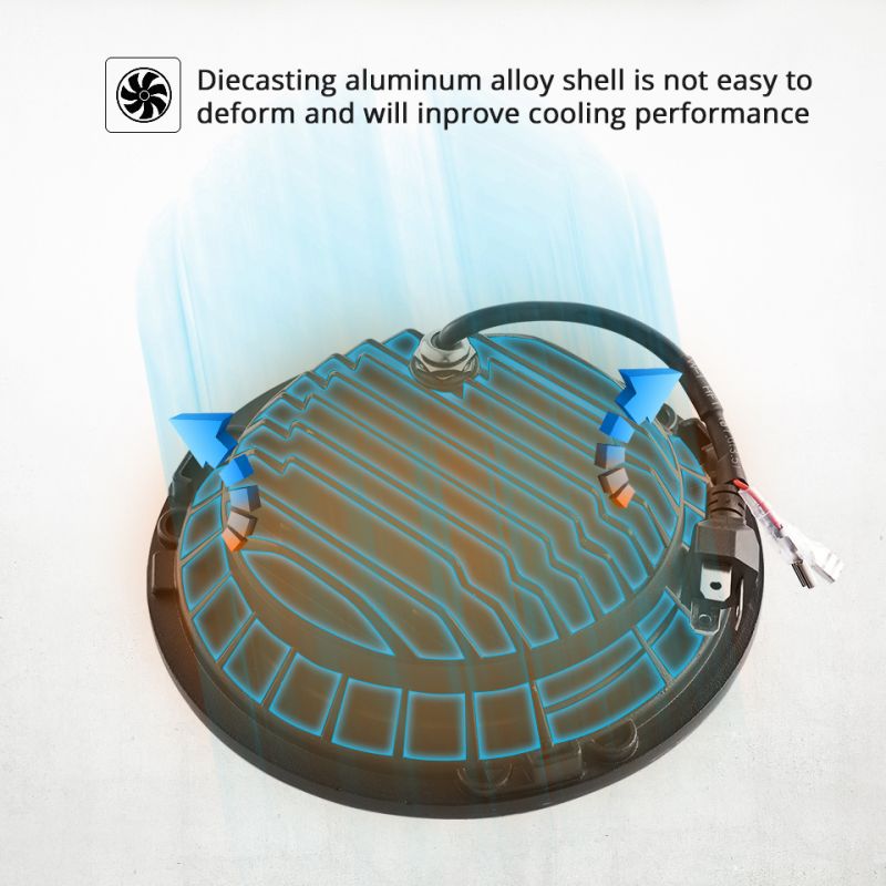 CO LIGHT 7 Tommers LED-frontlykter for Jeep Wrangler Lada Niva 4x4 med Gult og Hvitt engleøye for Bedre Synlighet