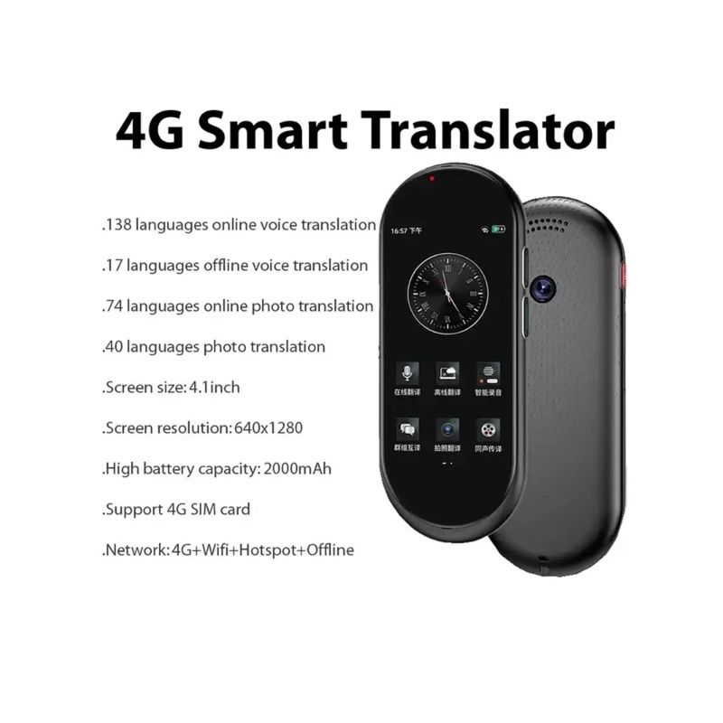 A10 Voice Translator 4,1-tommers oversettelsesenhet for intelligent sanntidsoversettelse og global kommunikasjon