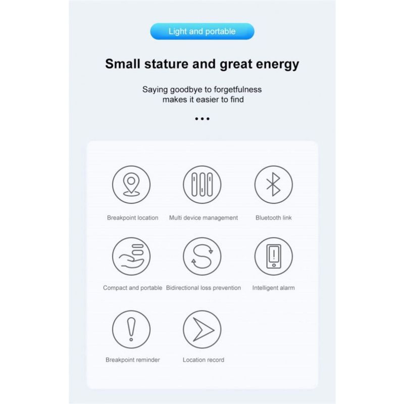 Mini GPS Tracker Bluetooth 4.0 Smart Locator Anti-Lost Lettvekt Kompakt Design Sanntids Posisjon iSearching App