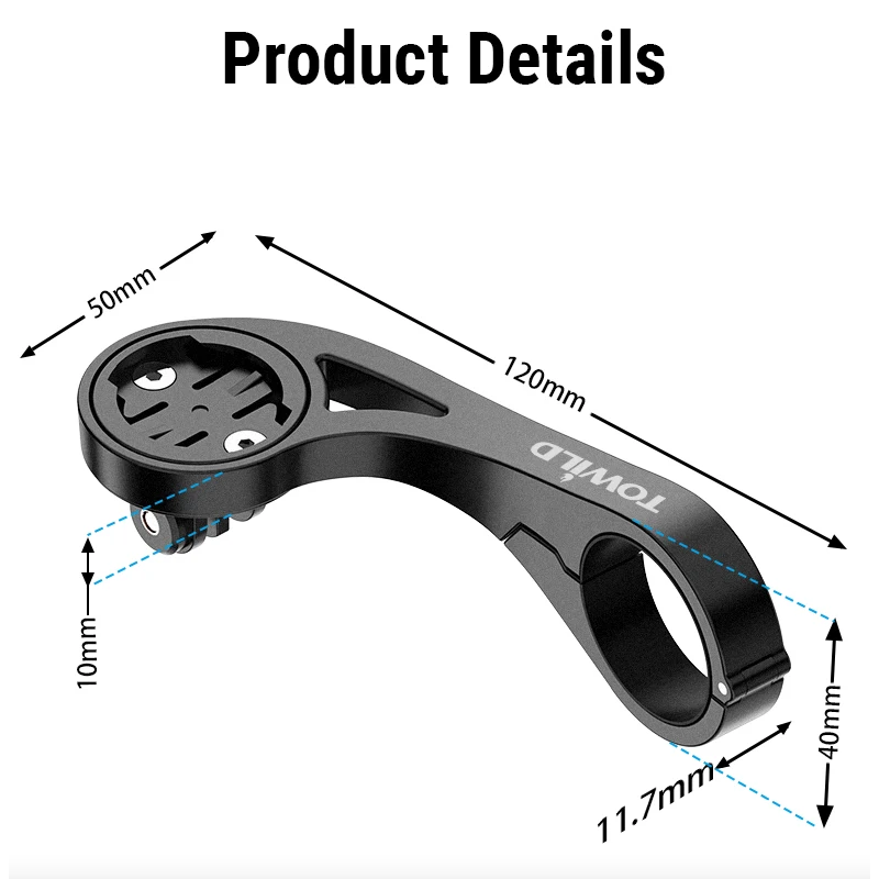 TOWILD AS90 Sykkelstyreforlenger | Allsidig lysfeste & computerholder | Garmin-kompatibel