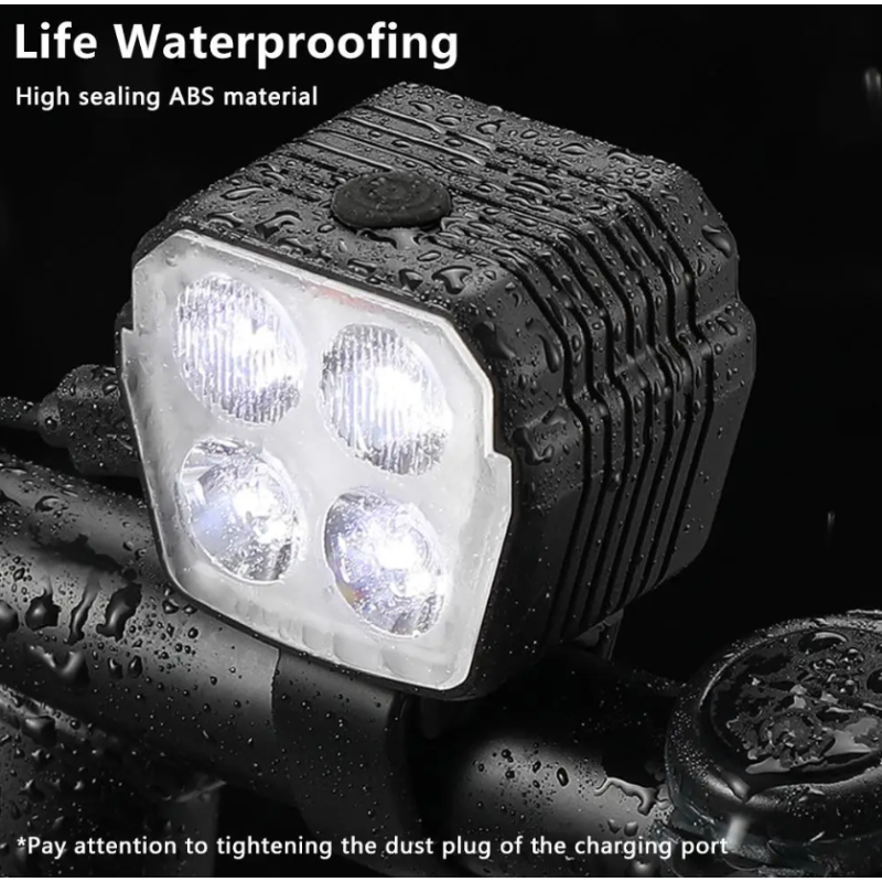 Sykkellykt & Sykkelhorn 2-i-1: USB Oppladbar MTB Frontlys, Fjern-/Nærlys & Trådstyrt Sykkelklokke for Sikkerhet