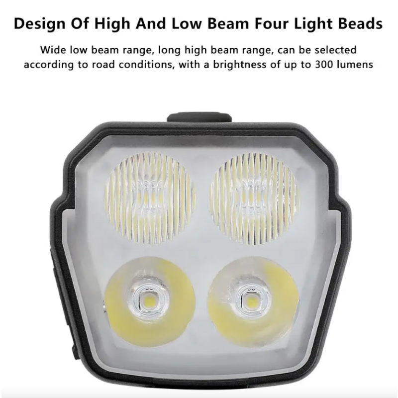 Sykkellykt & Sykkelhorn 2-i-1: USB Oppladbar MTB Frontlys, Fjern-/Nærlys & Trådstyrt Sykkelklokke for Sikkerhet