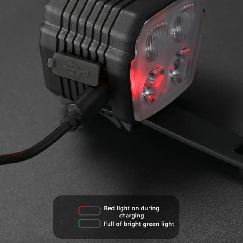 Sykkellykt & Sykkelhorn 2-i-1: USB Oppladbar MTB Frontlys, Fjern-/Nærlys & Trådstyrt Sykkelklokke for Sikkerhet