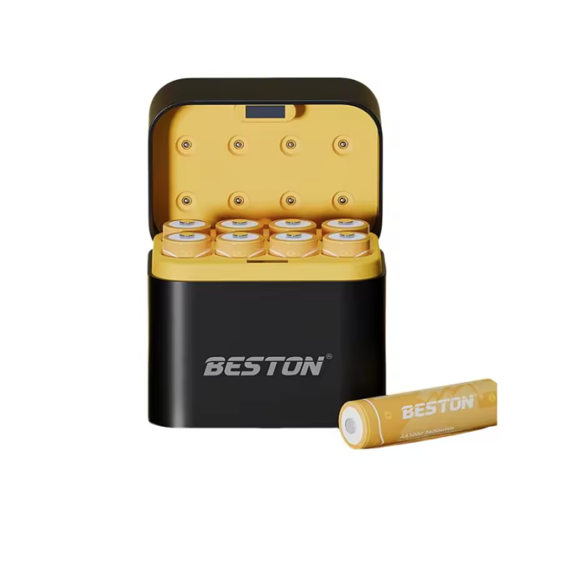 Beston Smart Batterilader 8 spor | Rask Lading for 1.5V AA Litiumbatterier 3600mWh | Batterisett
