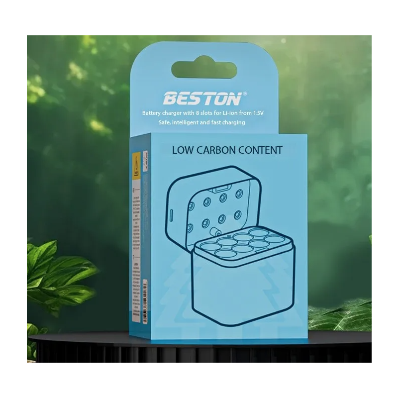 Beston Smart Batterilader 8 spor | Rask Lading for 1.5V AA Litiumbatterier 3600mWh | Batterisett