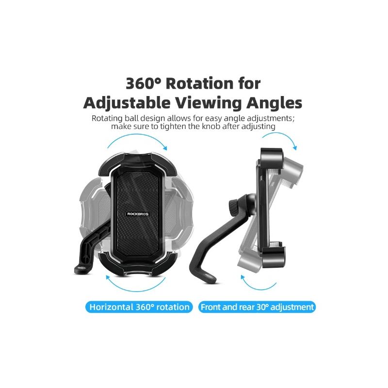 ROCKBROS sykkeltelefonholder støtsikker 360° rotasjon for 4,7-6,8 tommer telefoner sykkelutstyr utendørs