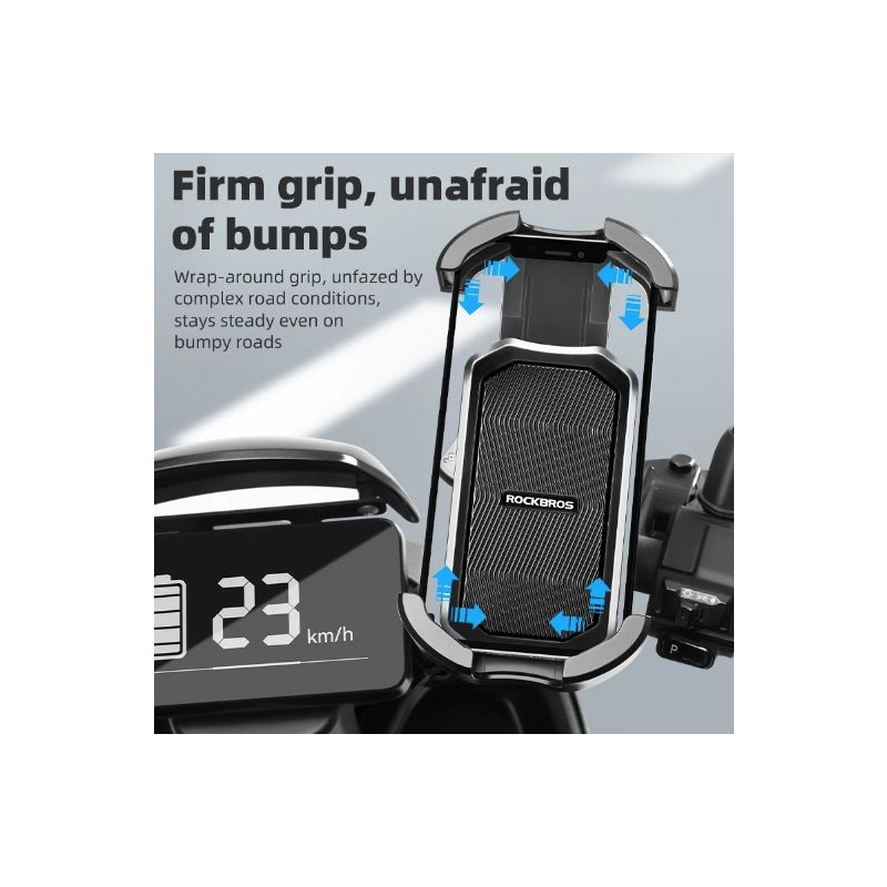 ROCKBROS sykkeltelefonholder støtsikker 360° rotasjon for 4,7-6,8 tommer telefoner sykkelutstyr utendørs