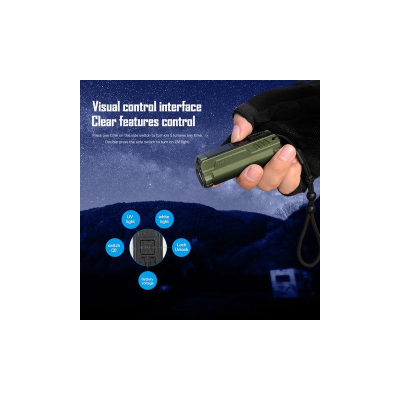 Imalent BL50 3600 Lumen LED lommelykt Type-C oppladbar bærbar belysning for utendørs opplevelser  OLED-skjerm