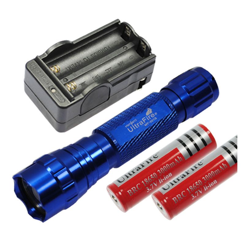 Multi Farge Velg LED lommelykt 1300 LUMENS 5 Modus Ultrafire 501B robust aluminium for friluftsliv camping