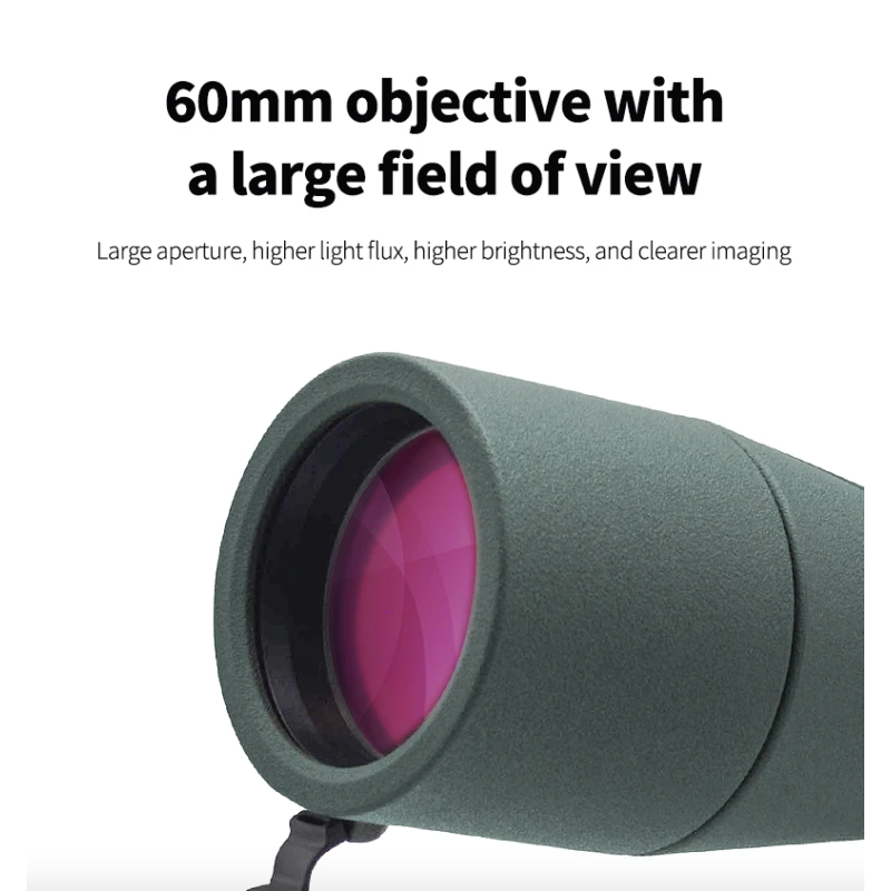 25-75x60 ED Spottingscope Fuglekikkert for Naturfotografering & Camping – Vanntett Monokulær Teleskop BAK4