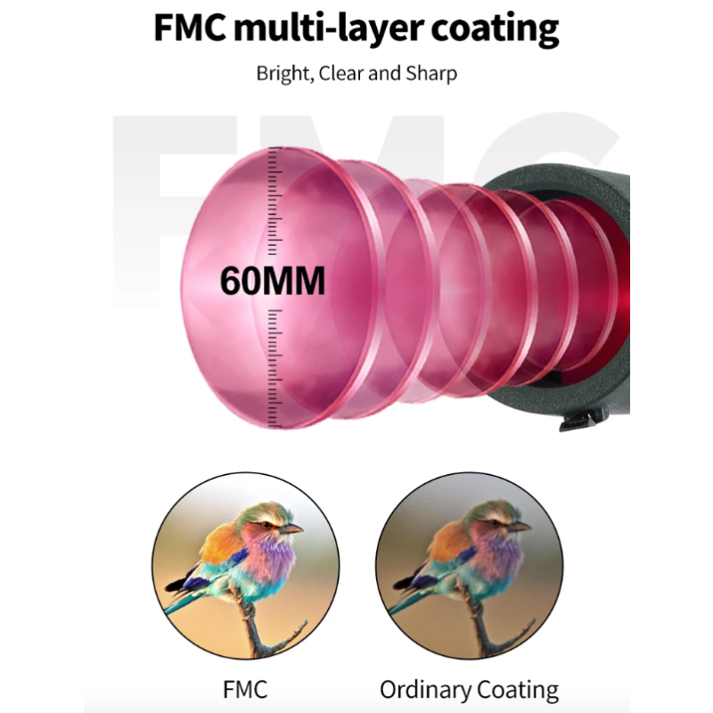 25-75x60 ED Spottingscope Fuglekikkert for Naturfotografering & Camping – Vanntett Monokulær Teleskop BAK4