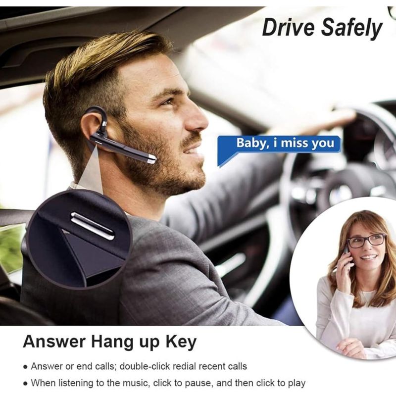 Trådløst hodesett YYK-520 for Forretningsørestykke, Innebygd mikrofon, Støyreduserende hodetelefoner, Bluetooth V5.1