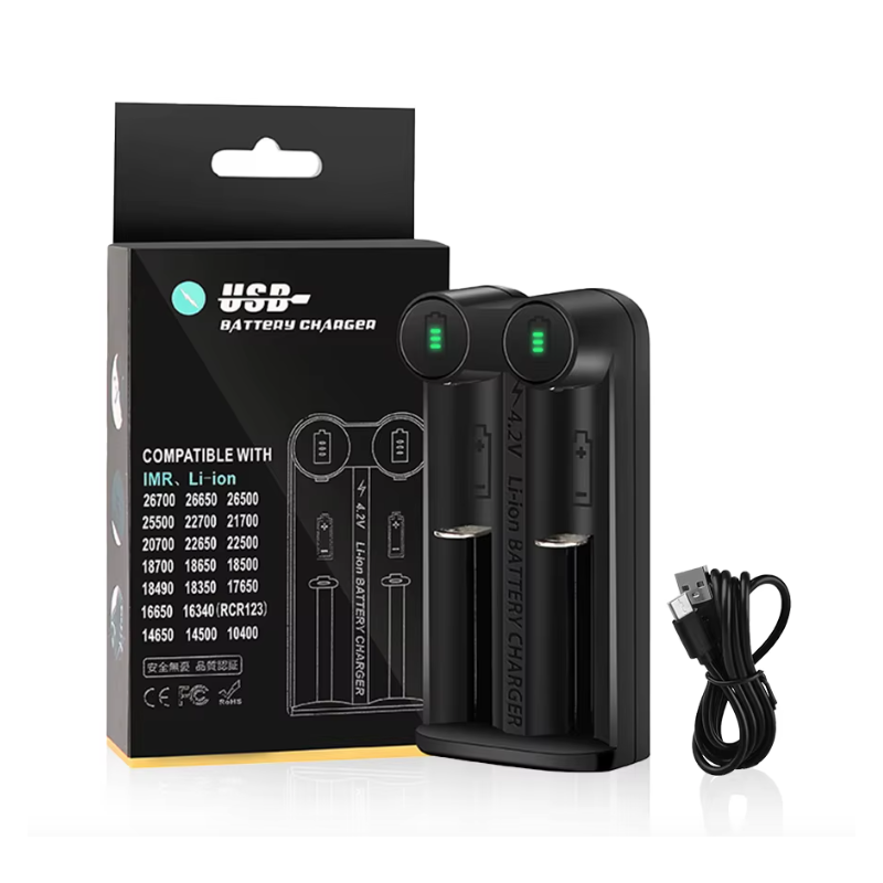 21700 batterilader profesjonell for oppladbare litiumbatterier med intelligent MCU teknologi og 0 volt aktivering