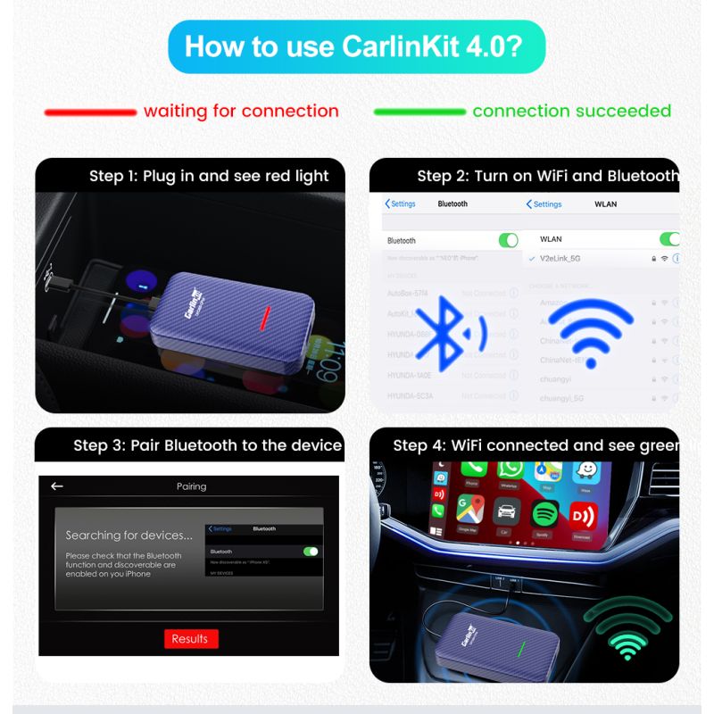 CarlinKit 4.0 Trådløs CarPlay-boks Oppgrader Audi VW Kia med Enkel Plug and Play Forbedret Bilteknologi