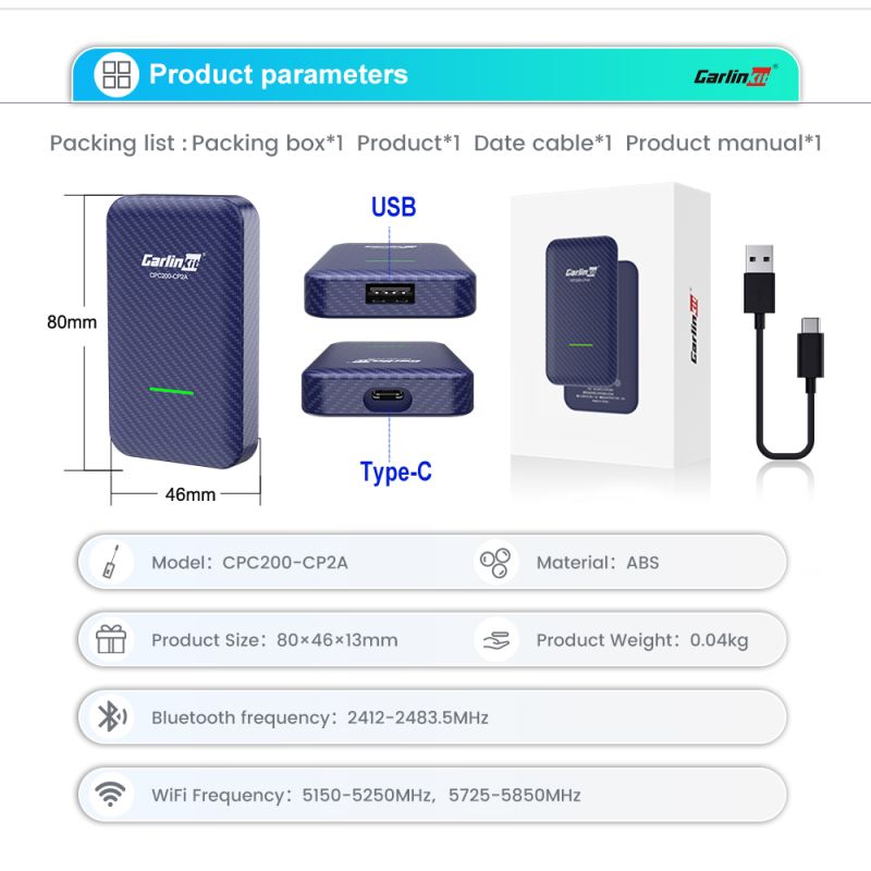 CarlinKit 4.0 Trådløs CarPlay-boks Oppgrader Audi VW Kia med Enkel Plug and Play Forbedret Bilteknologi
