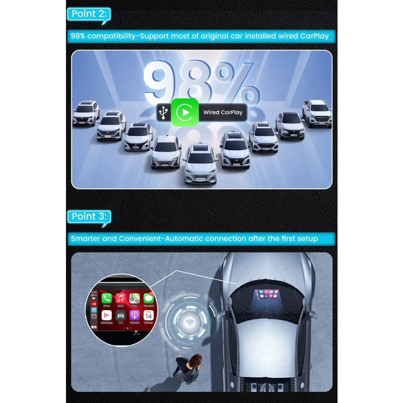 CarlinKit 4.0 Trådløs CarPlay-boks Oppgrader Audi VW Kia med Enkel Plug and Play Forbedret Bilteknologi