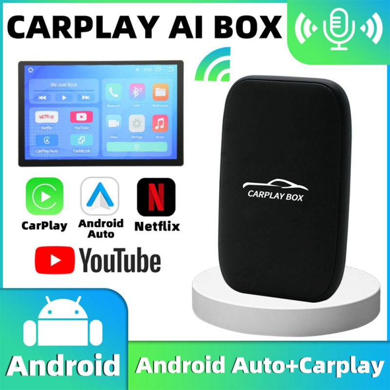 Carplay Box Trådløs Android Auto Adapter Universell Multimedia Stream Netflix YouTube Kablet til Trådløst