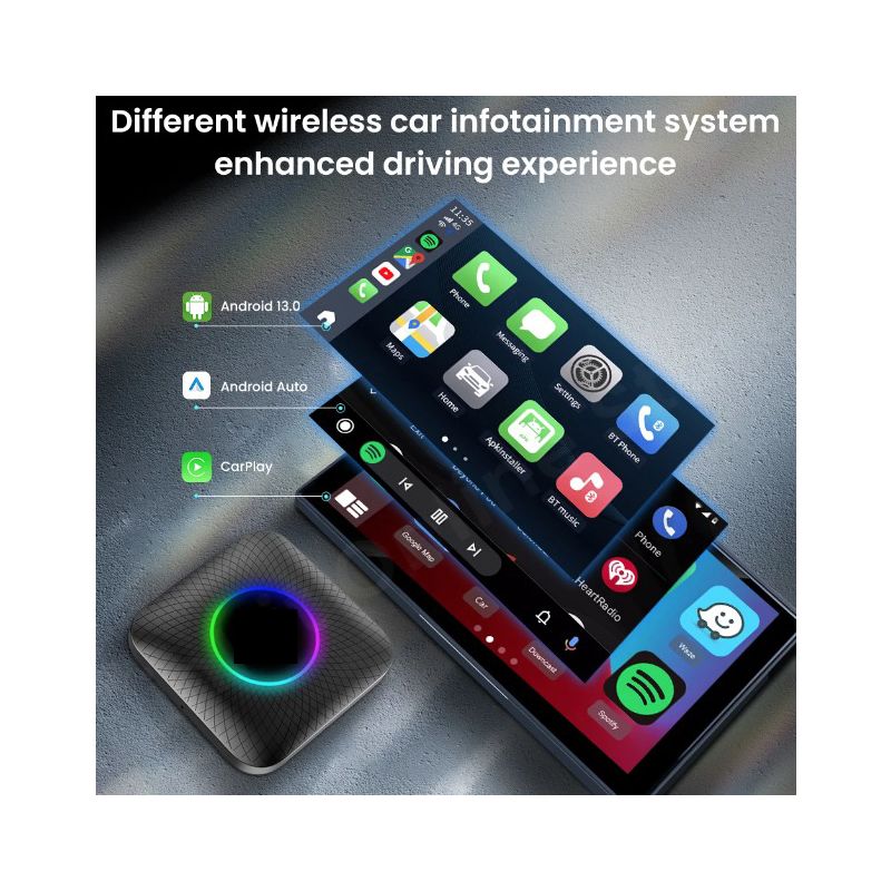 CarlinKit Smart TV Box Android 13 for biler Streaming YouTube Netflix Qualcomm 8 kjerner Biltur Underholdning