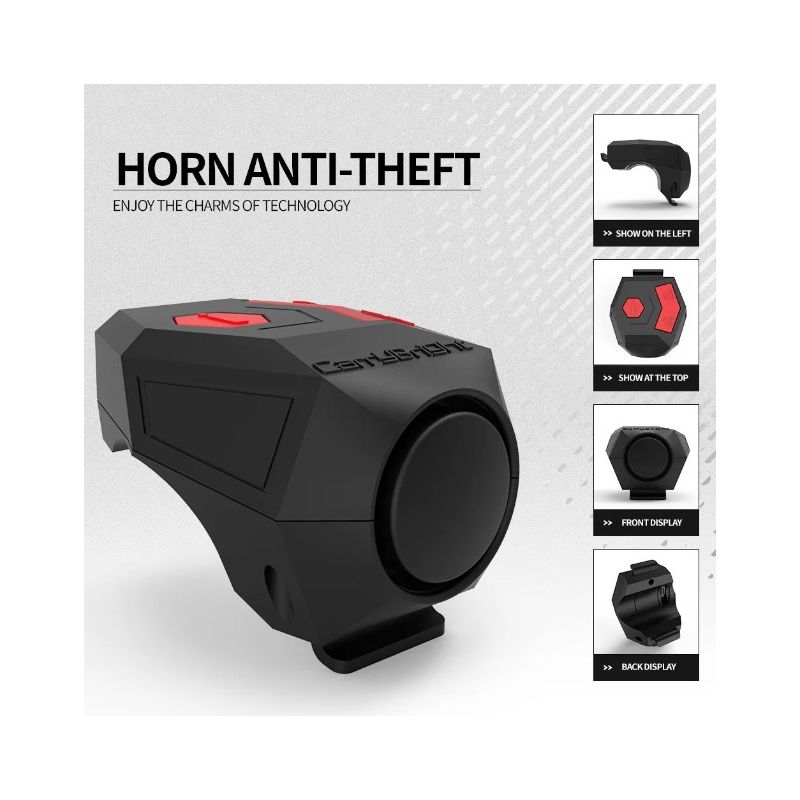 CarryBright CBH3 USB oppladbar sykkel horn 120dB høyt lydnivå tyverisikring alarm sikkerhetsprodukt tillegg