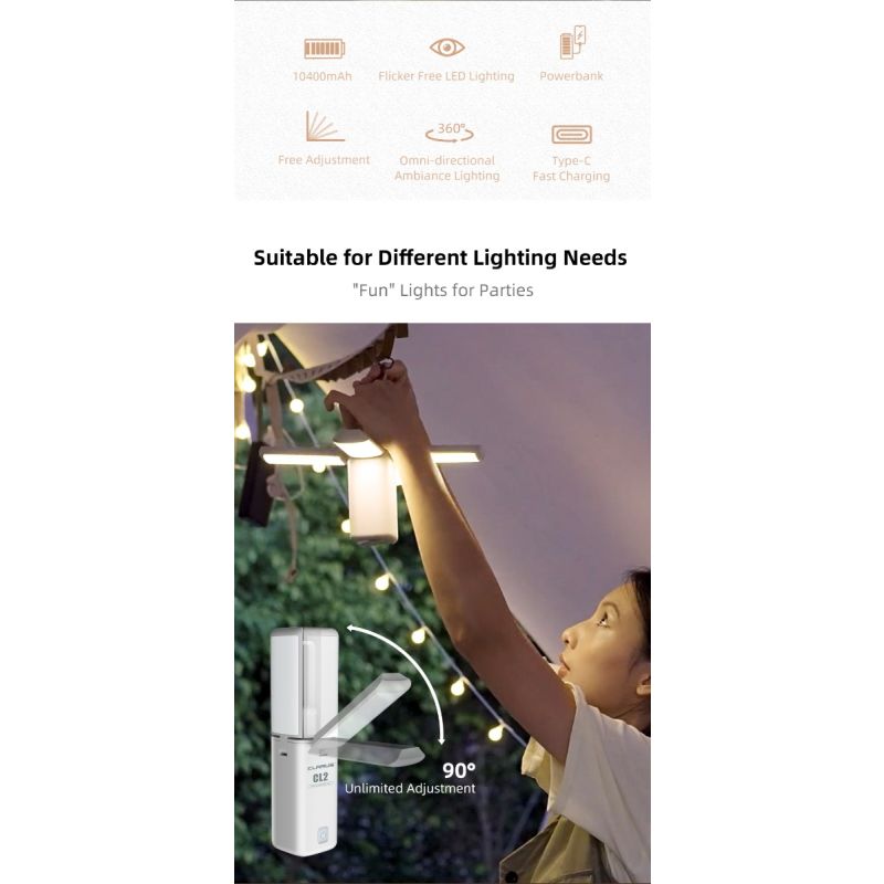 Klarus CL2 750 lumen frifellbar campinglys med øyepleie og 7 lysmoduser ideell for innendørs og utendørs belysning