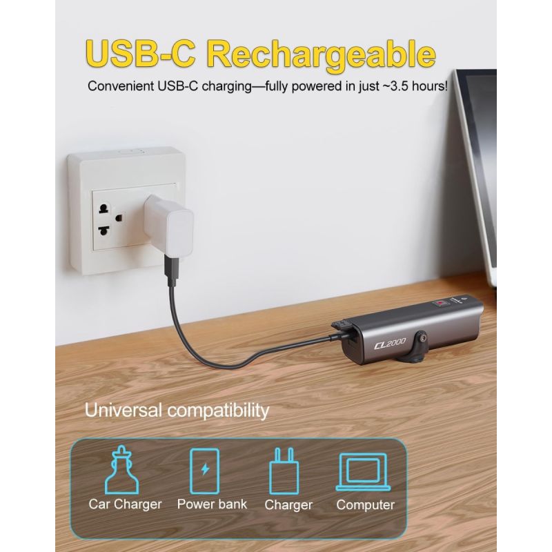 TOWILD CL2000 Sykkellys 2000 Lumen: Supersterk for MTB, Landevei & Pendling