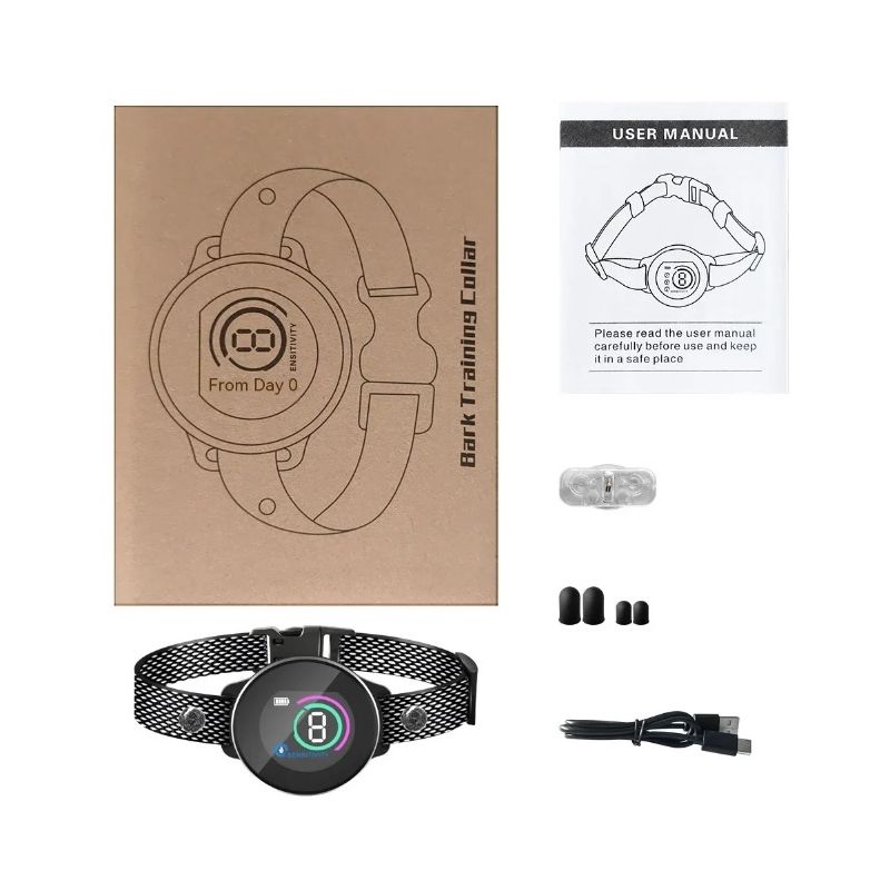Oppladbar Hund Bjeff Kontroll med Intelligent Bjeffgjenkjenning Komfortabel Treningshalsbånd for Hunden din