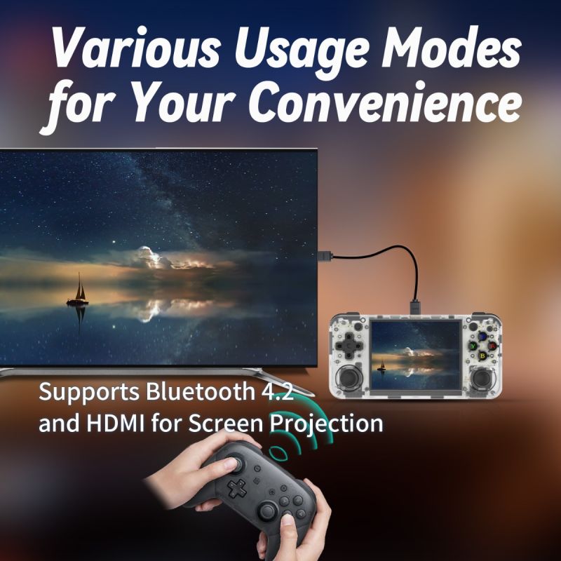 ANBERNIC RG35XX H håndholdt spillkonsoll med 5000 klassiske spill IPS-skjerm og trådløs eller kablet kontroller