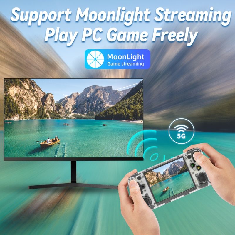 ANBERNIC RG35XX H håndholdt spillkonsoll med 5000 klassiske spill IPS-skjerm og trådløs eller kablet kontroller