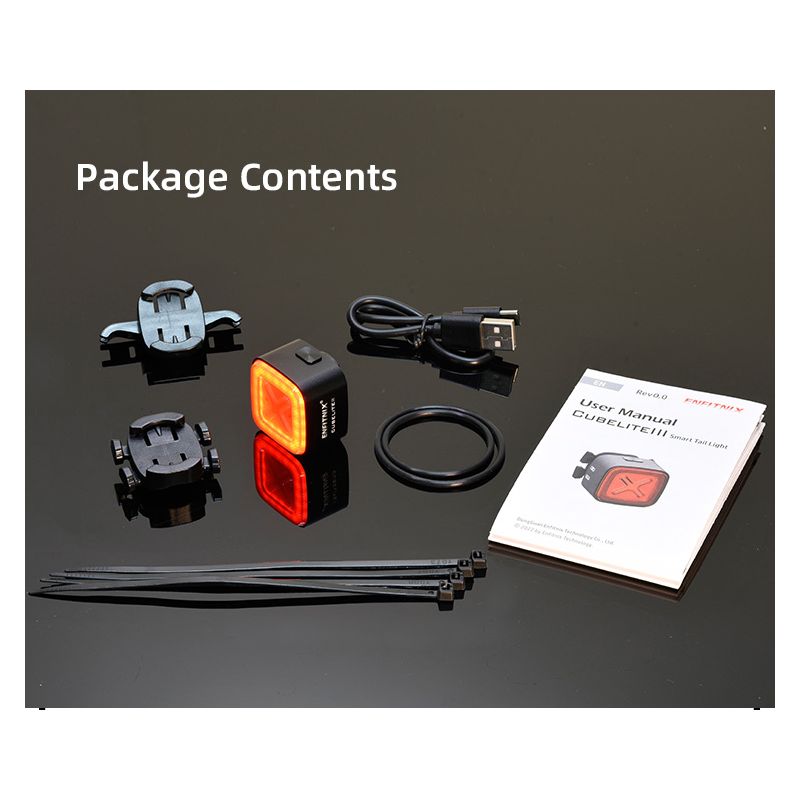 Enfitnix Cubelite III Smart baklys 30 lumen sykkelsikkerhet USB lading oppladbart lang batteritid synlighet