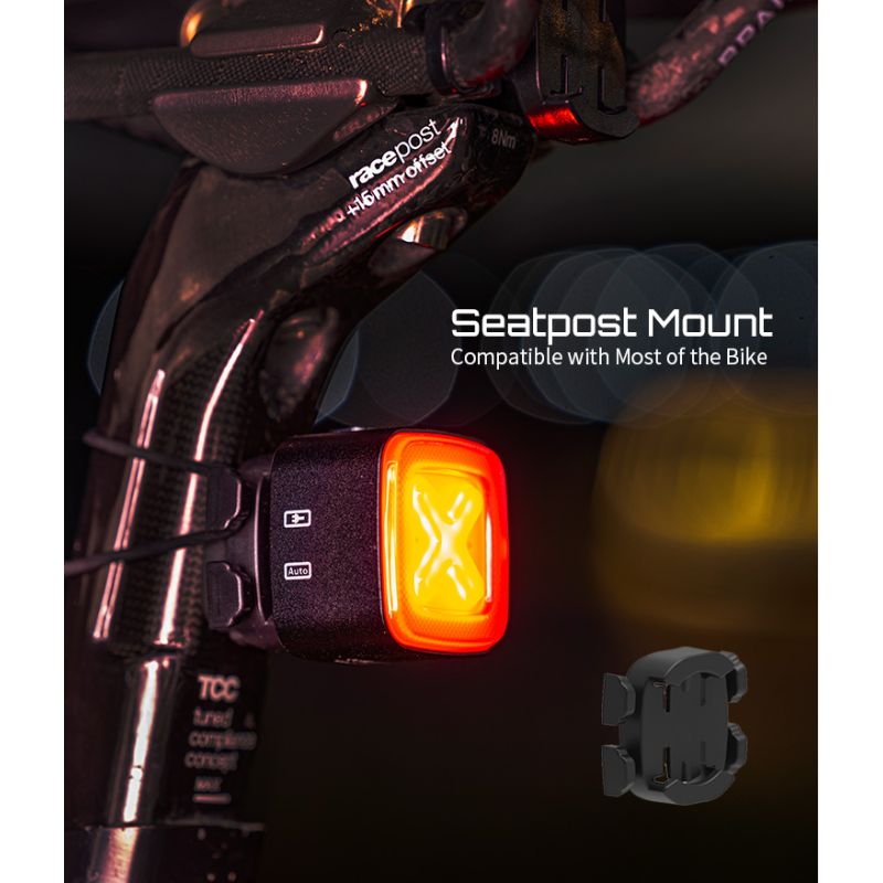 Enfitnix Cubelite III Smart baklys 30 lumen sykkelsikkerhet USB lading oppladbart lang batteritid synlighet