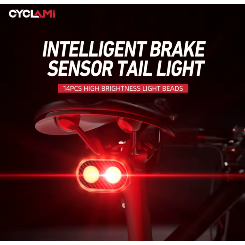 CYCLAMI CY200 Smart bremsesensor LED sykkellys for sikker sykkelsikkerhet vanntett IPX6 høy synlighet