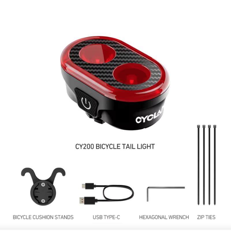 CYCLAMI CY200 Smart bremsesensor LED sykkellys for sikker sykkelsikkerhet vanntett IPX6 høy synlighet