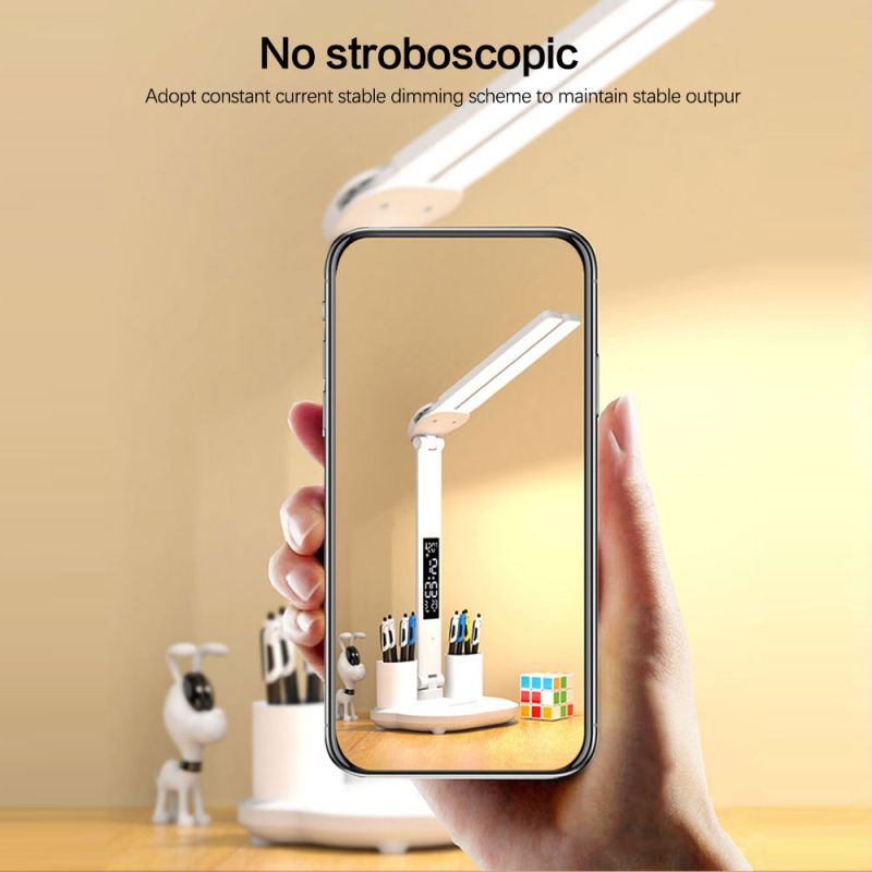 LED skrivebordslampe med USB berørings nattlys og kalender moderne bordlampe for øyebeskyttelse og myk belysning