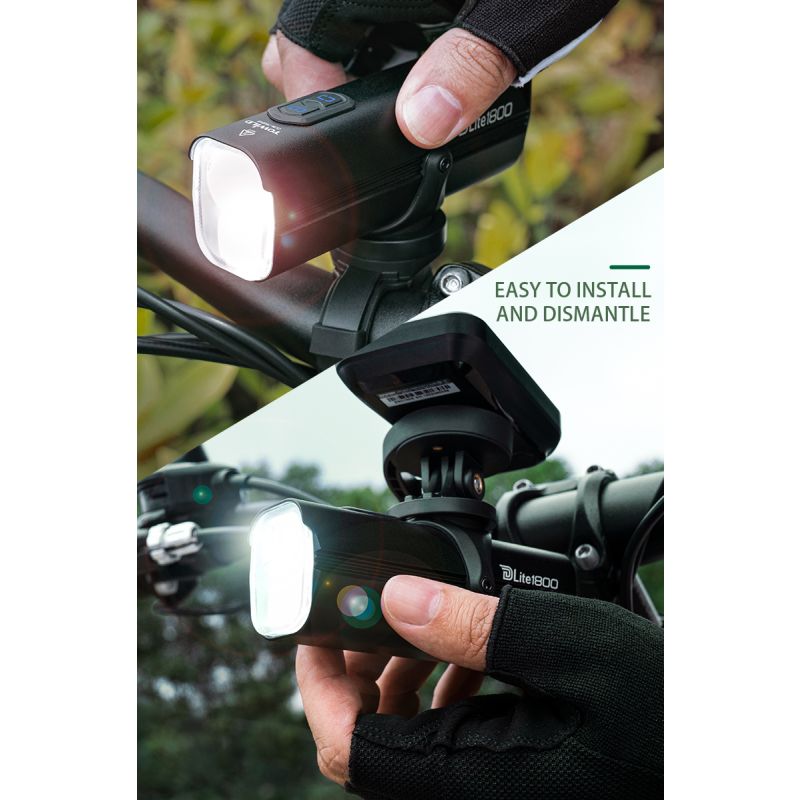 TOWILD DLite 1800 USB oppladbart sykkellys 2100 lumen sykkeltilbehør 5000mAh batteri vanntett design