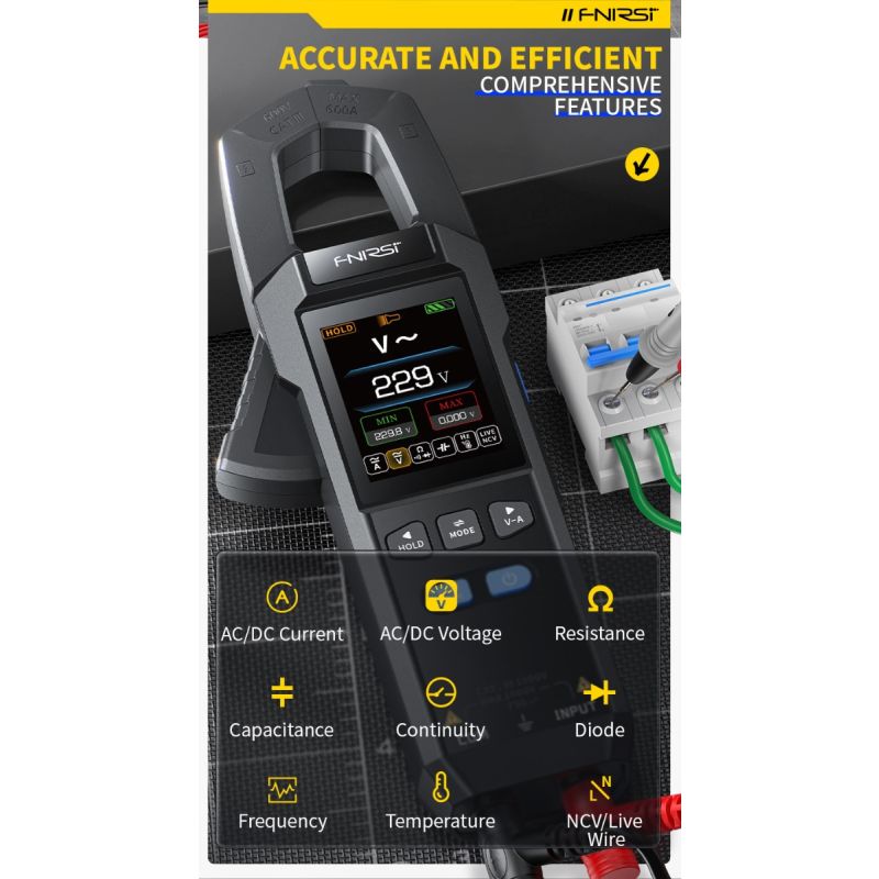 FNIRSI DMC-100 Strømtang Multimeter: Automatisk & Intelligent Høypresisjons Universalmåler