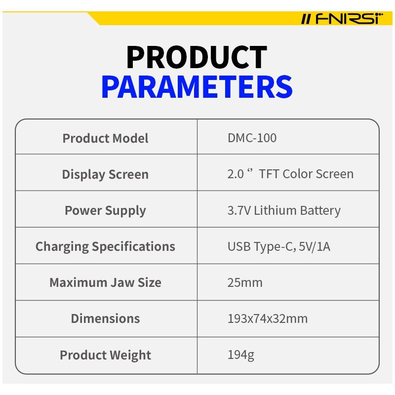FNIRSI DMC-100 Strømtang Multimeter: Automatisk & Intelligent Høypresisjons Universalmåler