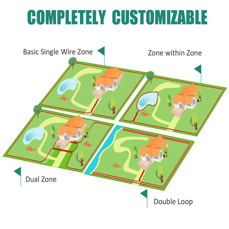 Innovativt trådløst elektrisk hundegjerdesystem med oppladbart treningshalsbånd for trygt lekeområde opptil 200m