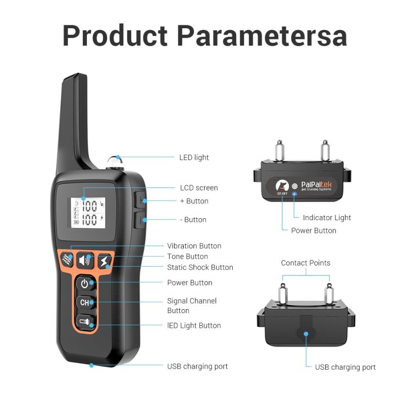 1000m Elektrisk Hundetreningshalsbånd med Fjernkontroll og Justerbare Moduser Oppladbart og Sikkert Verktøy