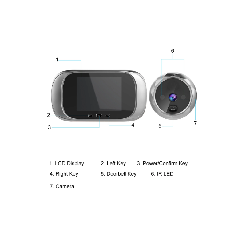 Digital Dørviser Kikkhullskamera Dørklokke 2.8