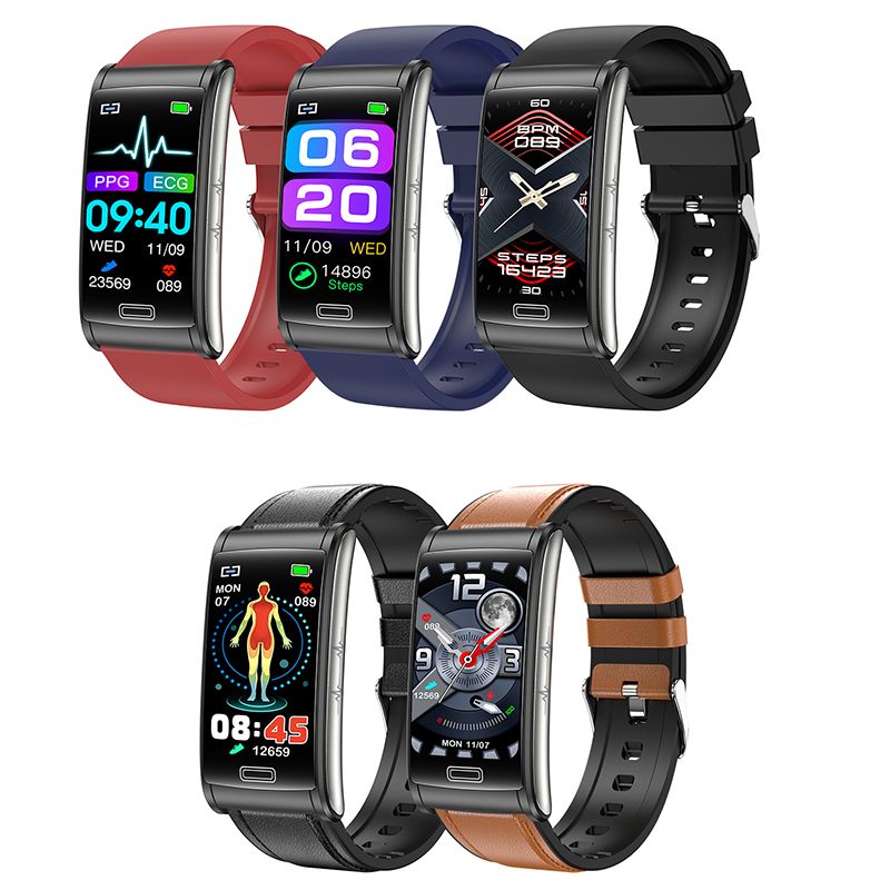 E600 EKG Smart Watch Menn Ikke-invasiv Blodsukker Hjertefrekvens Blodtrykksmåler Sportstrinn Smartklokke Kvinner