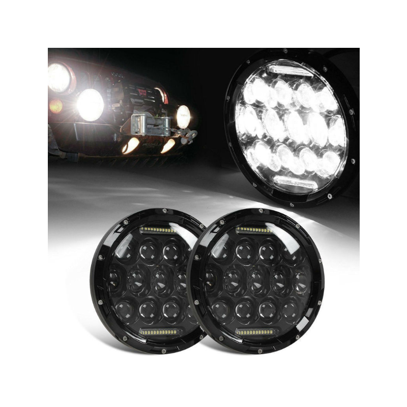 Oppdag 7 tommer motorsykkel LED hovedlykt med beam DRL turn signal for Harley Jeep Hummer vanntett IP67