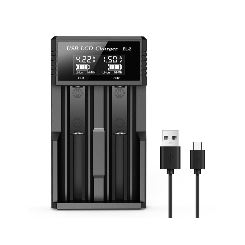Smart batterilader med LCD-skjerm USB enhet for 18650 litium 37V og AA AAA batterier allsidig og effektiv