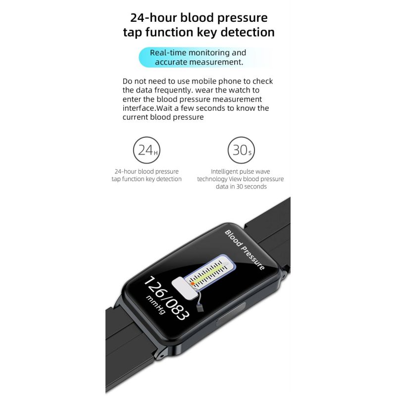 EP01 Smartklokke med blodglukose Sukker EKG HRV, Hjertefrekvens, Kroppstemperatur, 1.47